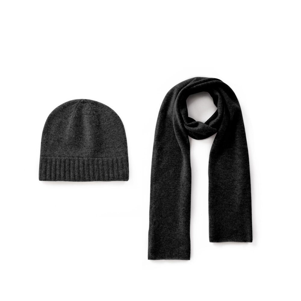 8703 100% Pure Cashmere Beanie Hat & Cashmere Scarf Set With Gift Box